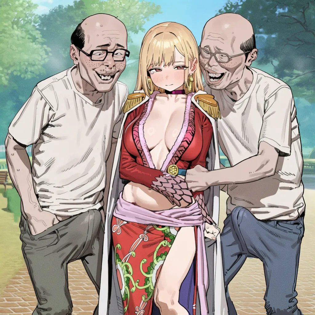 Patreon yourojisan Marin Kitagawa Boa Hancock Cosplay x Old Men - Image 9