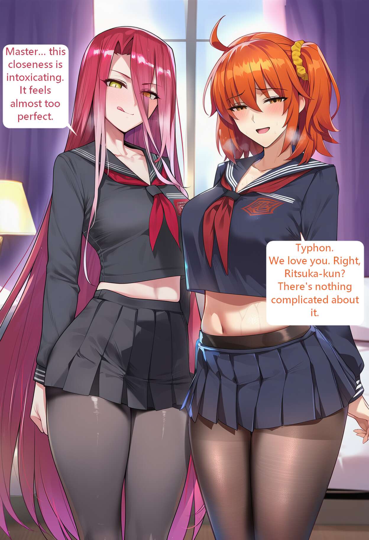 PatreonYeeting typhon ephemeros x fujimaru ritsuka femalefateblack serafuku LOVEAI - Image 2