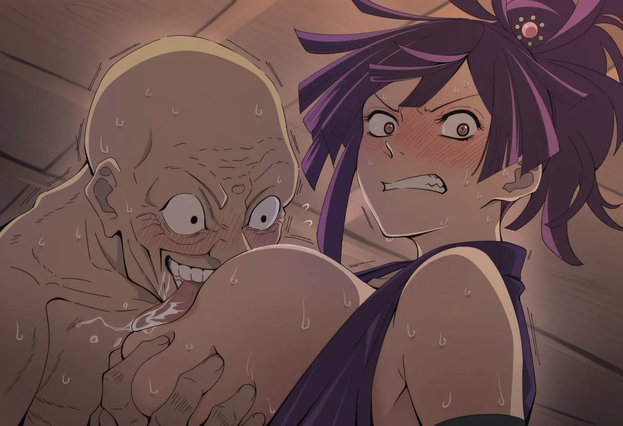 Pixiv 与党野党YotouYatou 50519969 - Jigokuraku Yuzuriha vs. The Poison-Inflicted Rapist Ojisan - Image 54