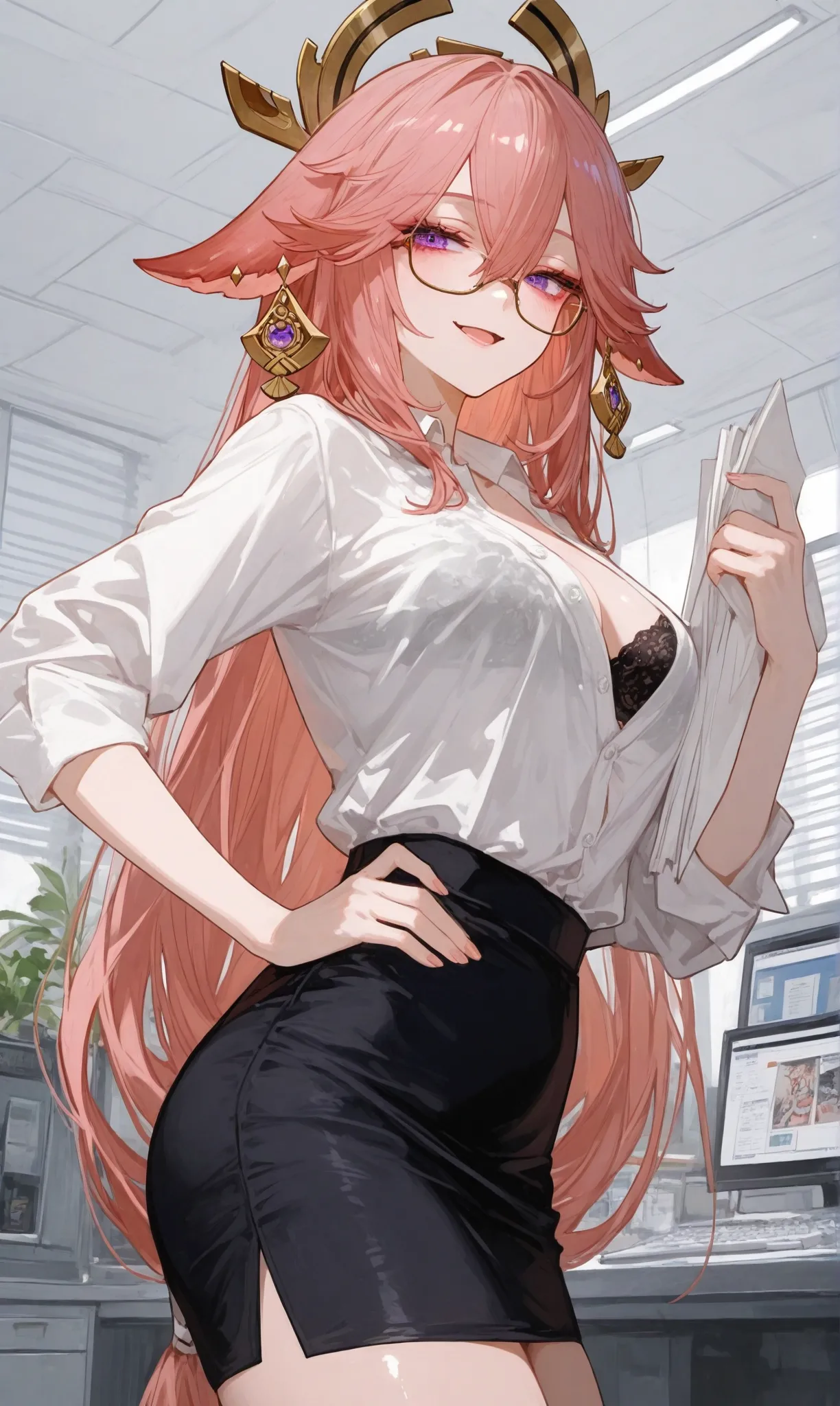 Reiji Yae Miko Office Temptation Unleashed - Image 4