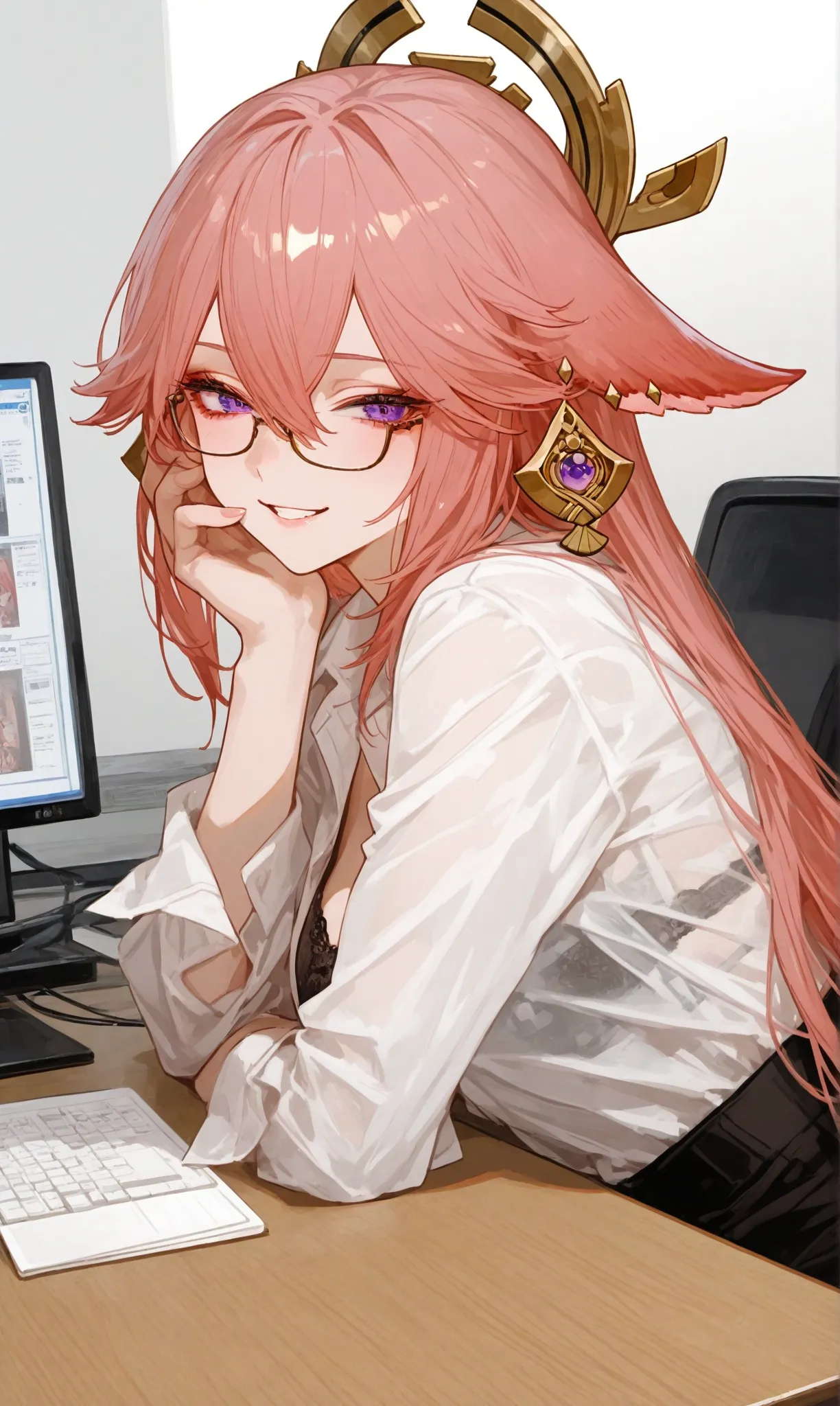 Reiji Yae Miko Office Temptation Unleashed - Image 5