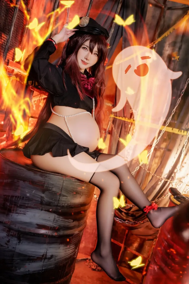 Sally dorasnow Genshin impact-Hu Tao-Cosplayer pregnantAI - Image 23