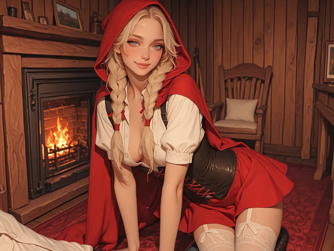 TrashGer Blonde Little Red Riding Hood MMF Threesome groupsex - Image 2