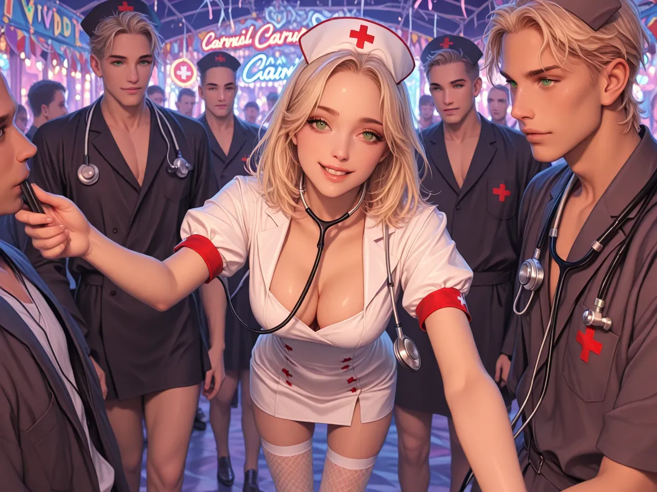 TrashGer Blonde nurse party MMF Threesome groupsex - Image 4