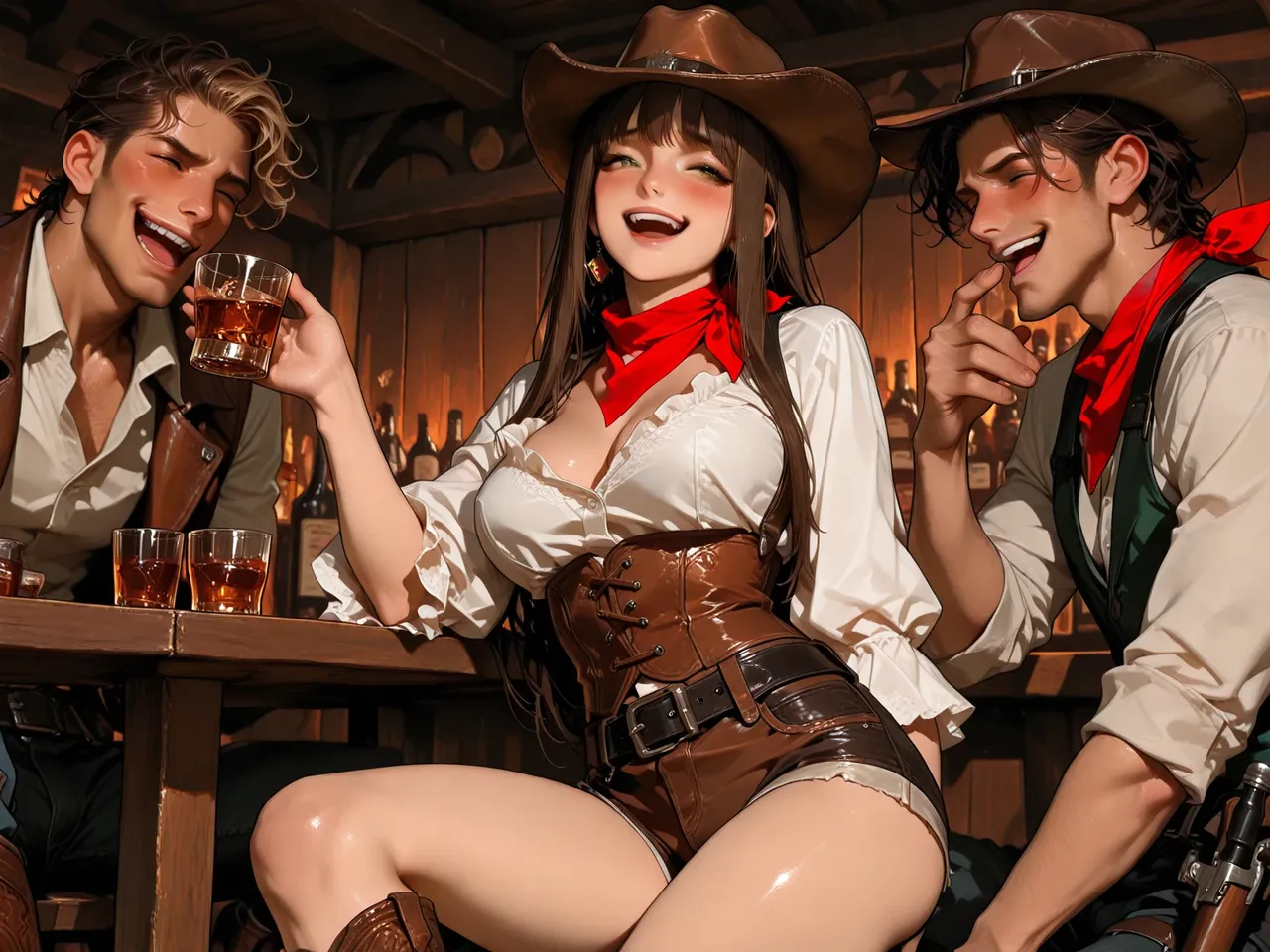 TrashGer Dark long hair Cowgirl MMF Threesome groupsex - Image 2