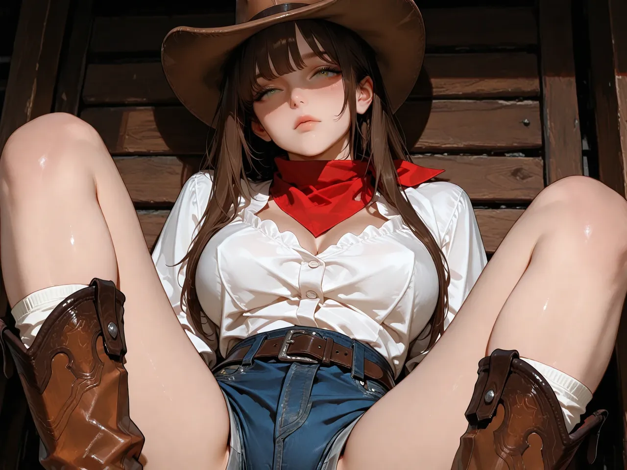 TrashGer Dark long hair Cowgirl MMF Threesome groupsex - Image 6