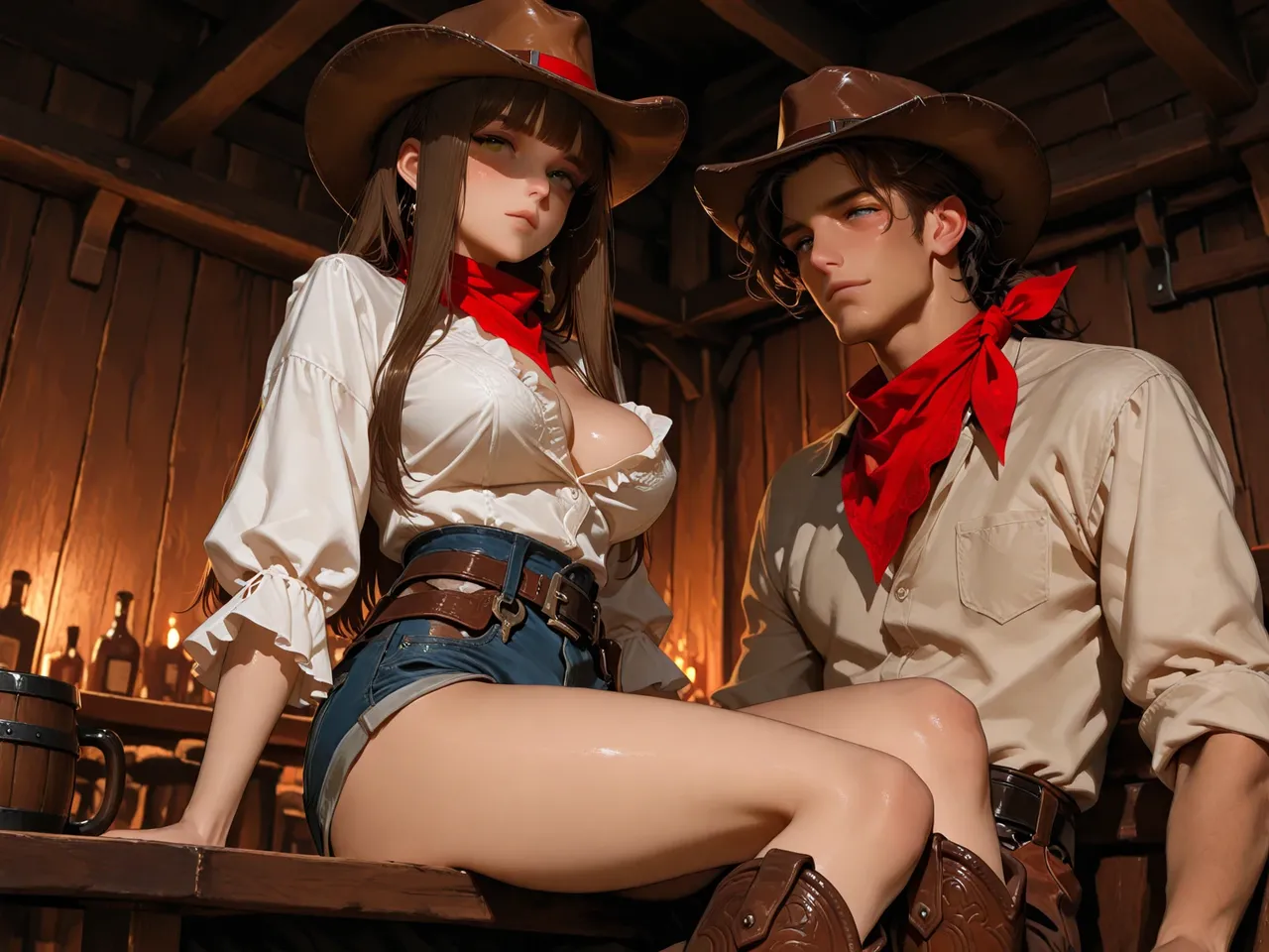 TrashGer Dark long hair Cowgirl MMF Threesome groupsex - Image 7