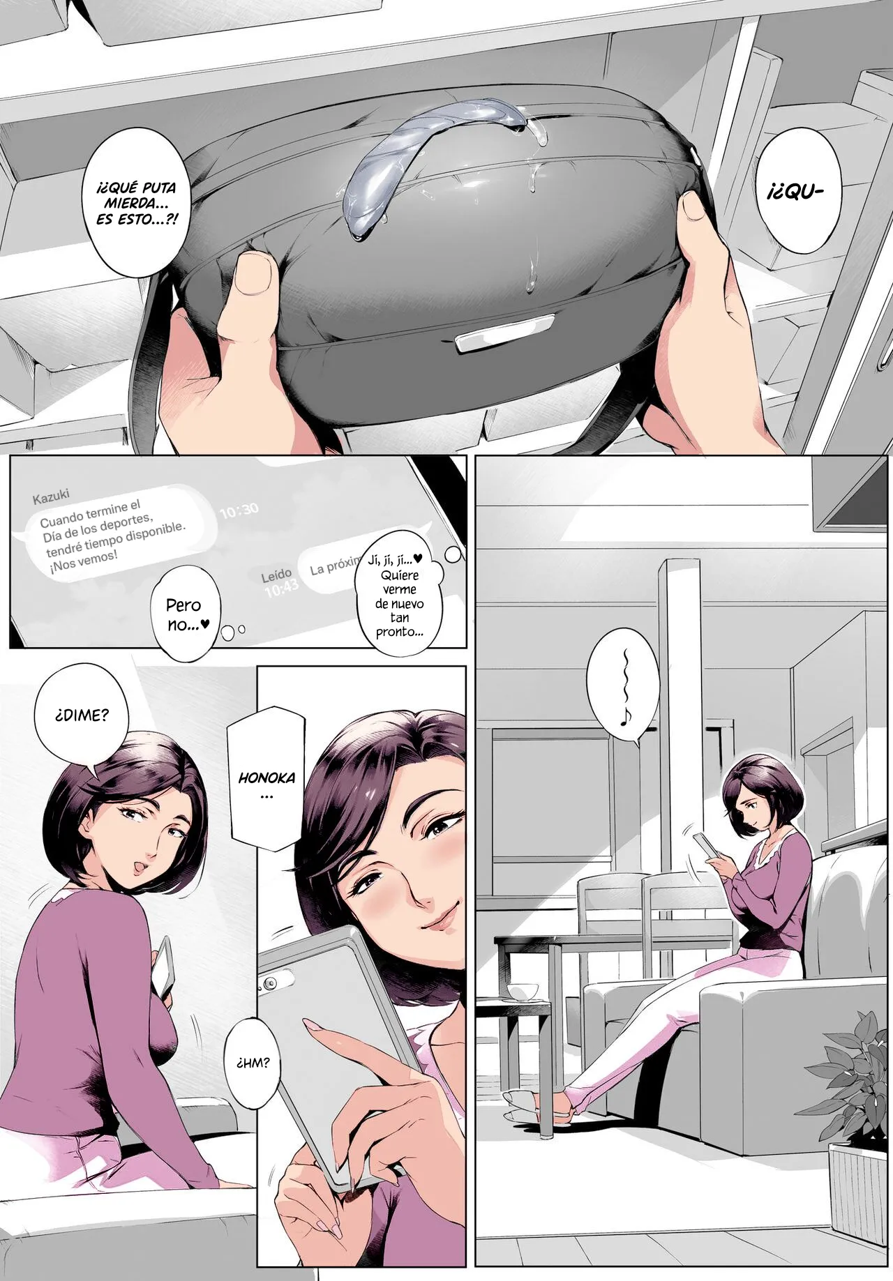 Vadass Oltlo Futei Koubizuma Honoka Hakkaku HenHonoka, la esposa infiel La caída de la máscara Spanish BigDaddy Scan Colorized - Image 39