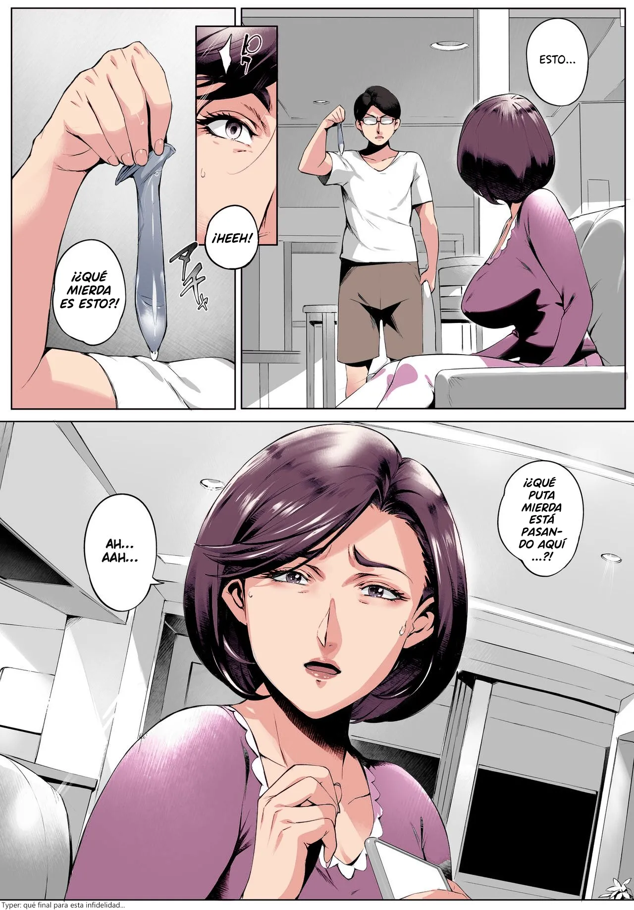 Vadass Oltlo Futei Koubizuma Honoka Hakkaku HenHonoka, la esposa infiel La caída de la máscara Spanish BigDaddy Scan Colorized - Image 40