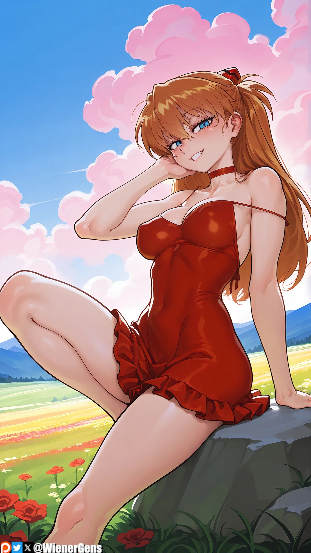 WienerGens Asuka frolics in the flowers Neon Genesis Evangelion - Image 1