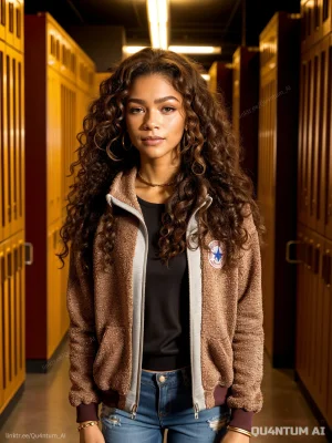 Zendaya Euphoria Rue Bennett Coleman Euphoria HBO Streetwear Curly Hair Hoop Earrings Crop Top Denim Shorts Convenience Store Neon Lights Purple Hair Fuzzy Coat Dune Challengers Rue HBO Fashion Cinematic - Page 6
